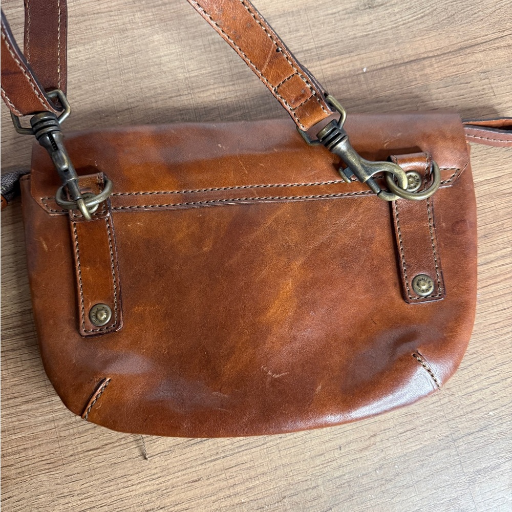 Chiarugi Firenze Italian Leather Crossbody Bag Cognac - Picture 10 of 12